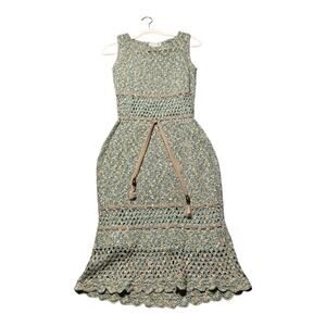 St. John Sport Tweed Knit Crochet Dress Womens sz P Small Midi